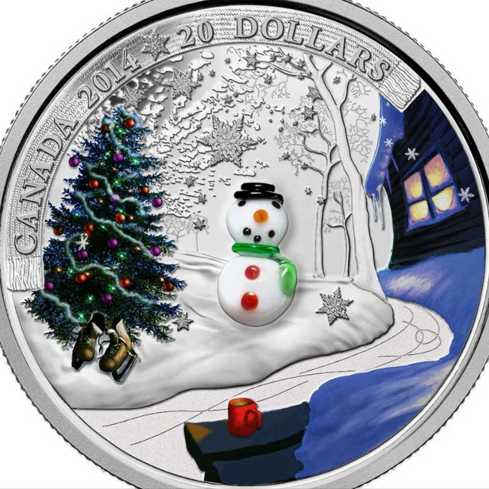 2014 RCM $20 Venetian Glass Snowman - Pure Silver Coin